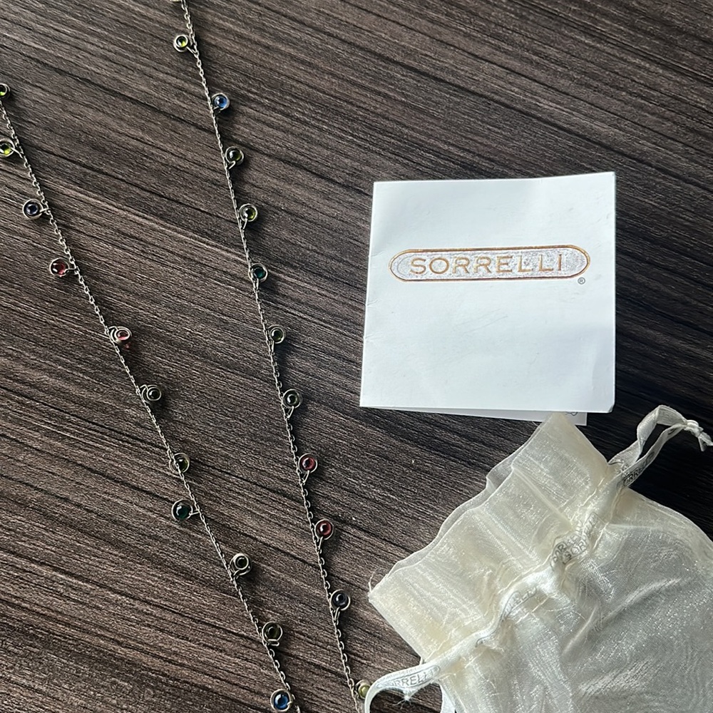 Multi colored gem sorrelli necklace, bag,certificate of authenticity & guarantee